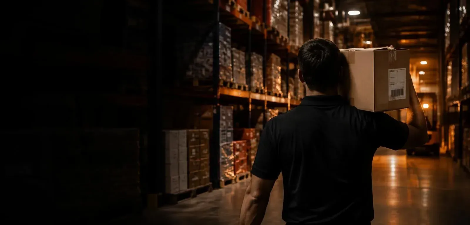 Rishishwar Industry team member carrying products through a distribution warehouse