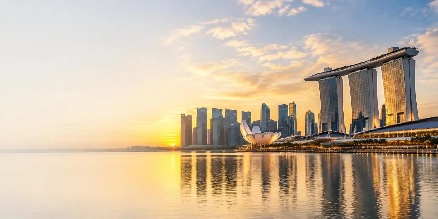 Singapore Marina Bay skyline at sunset