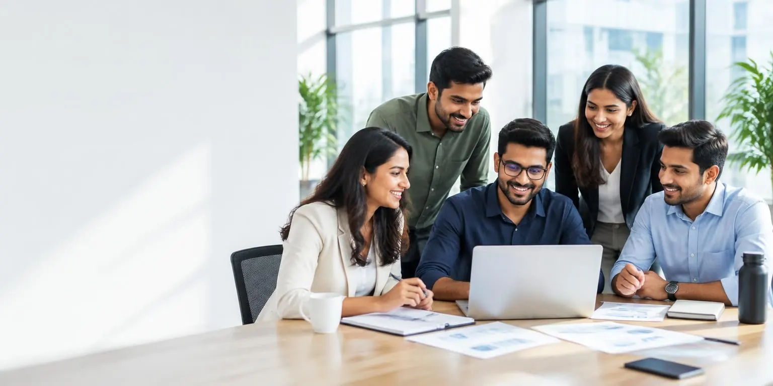 Indian startup founders collaborating with their team
